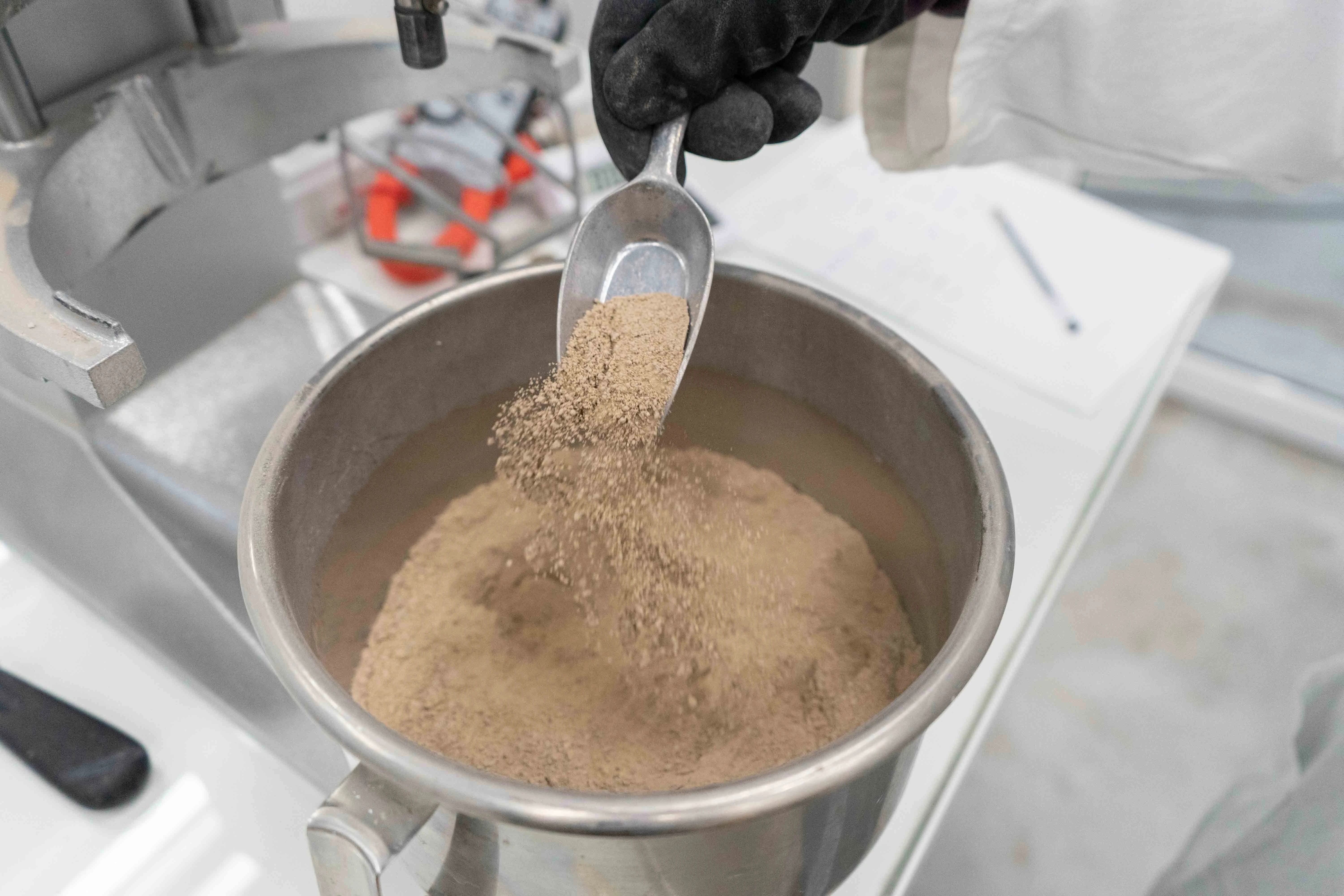 Échantillon de mortier analysé en laboratoire